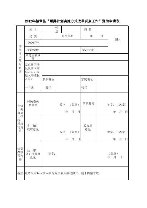 雨露计划资助申请表(1)