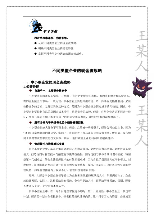 不同类型企业的现金流战略