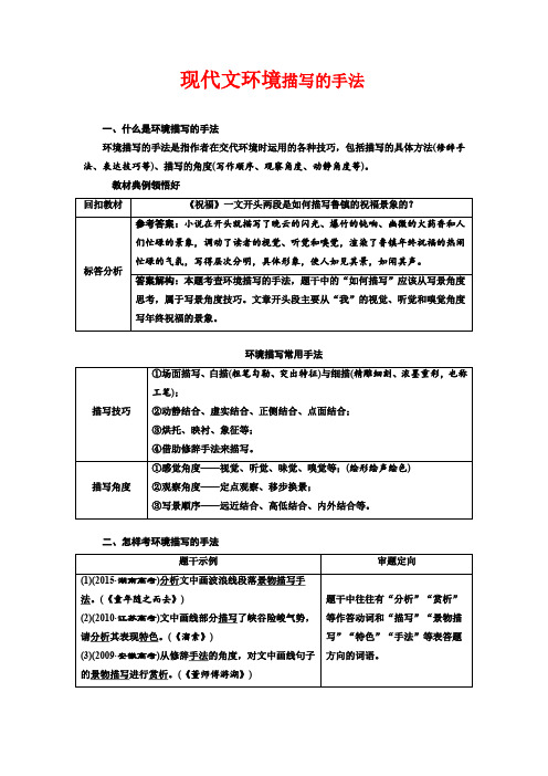 现代文环境描写的手法