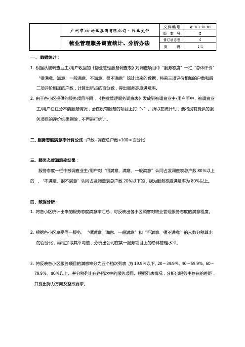 物业管理服务调查统计与分析方案(doc 1页)