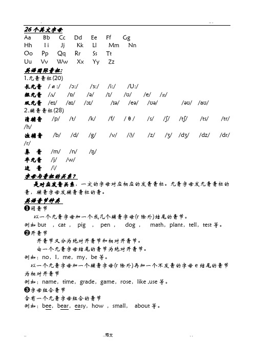 元音和辅音字母组合的发音