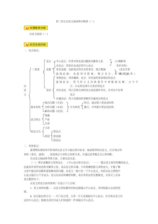 初三语文议论文阅读知识精讲(一)