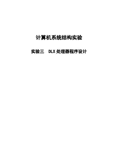 计算机体系结构 DLX处理器程序设计 实验报告