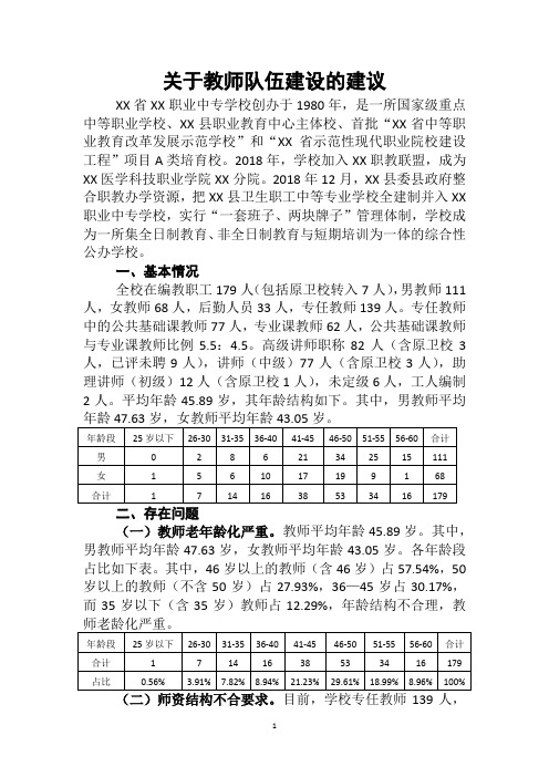 关于教师队伍建设的建议