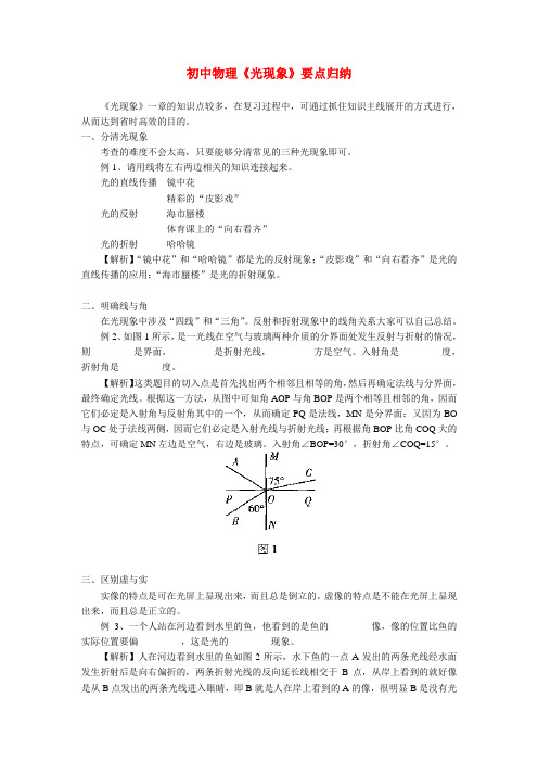 初中物理《光现象》要点归纳专题辅导