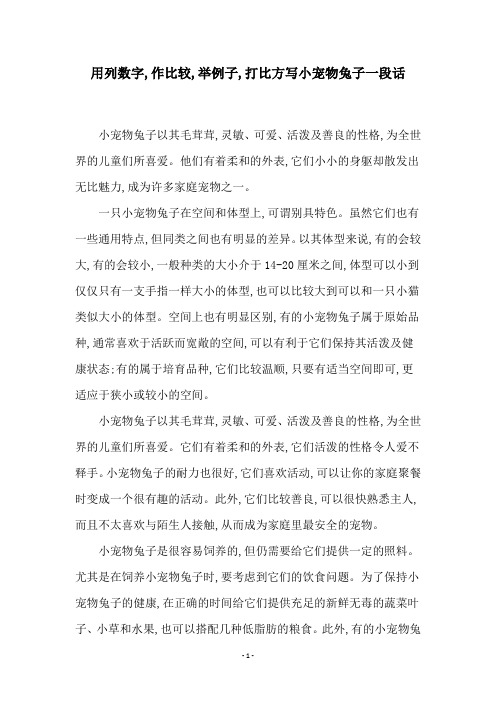 用列数字,作比较,举例子,打比方写小宠物兔子一段话