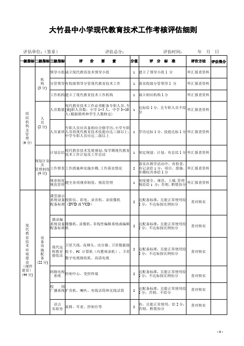 大竹县中小学现代教育技术工作考核评估细则