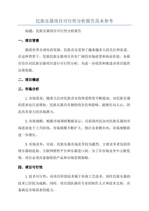 民族乐器项目可行性分析报告范本参考