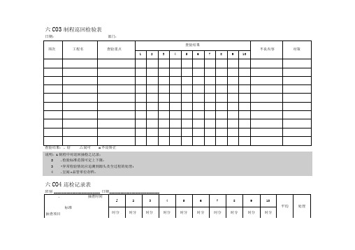 企业管理表格品质管理C横表格