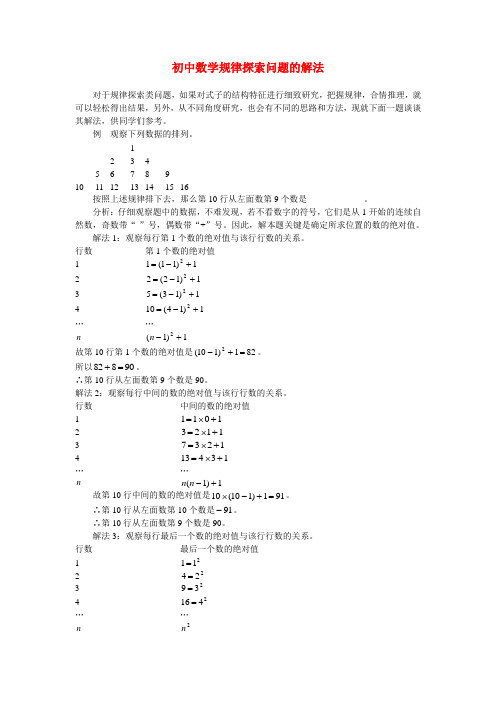 初中数学规律探索问题的解法 学法指导