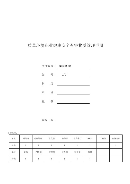 最新质量环境职业健康安全有害物质管理手册