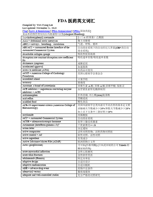 FDA医药英文词汇