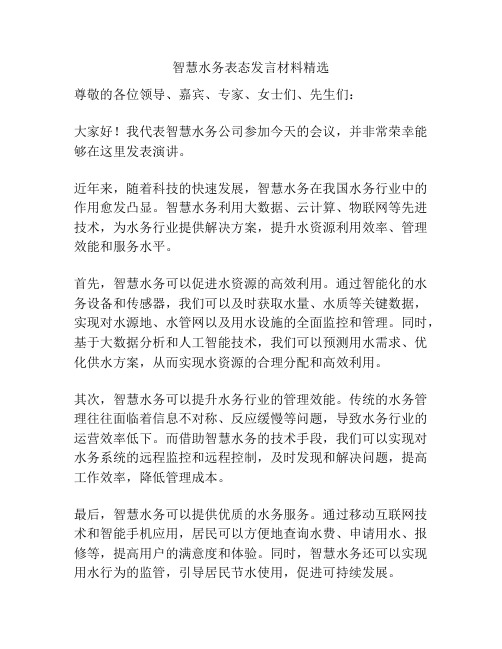 智慧水务表态发言材料精选