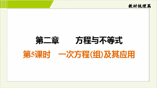 2025年中考数学总复习第一部分考点梳理第5课时一次方程(组)及其应用