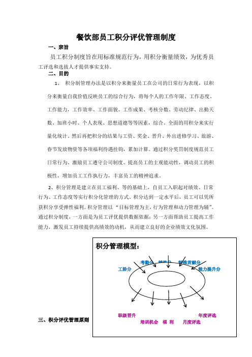 餐饮部员工积分评优管理制度全套方案