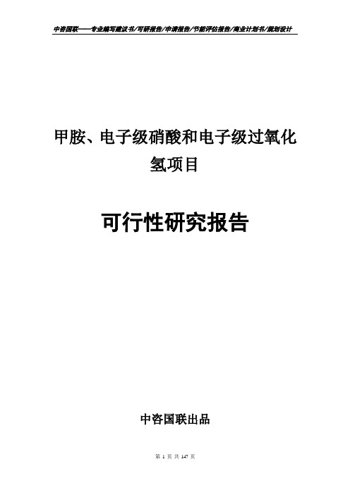 甲胺、电子级硝酸和电子级过氧化氢项目可行性研究报告