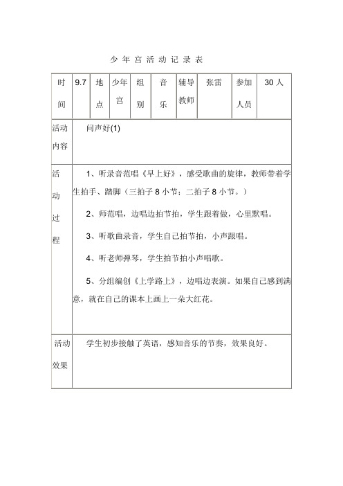 音乐少年宫活动记录