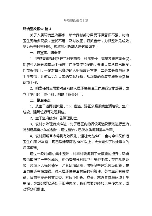 环境整改报告十篇