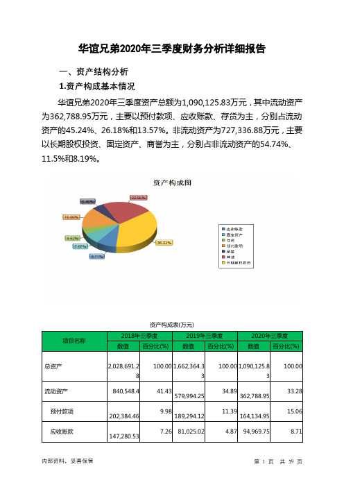 华谊兄弟2020年三季度财务分析详细报告