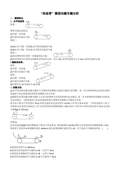 传送带模型问题专题分析