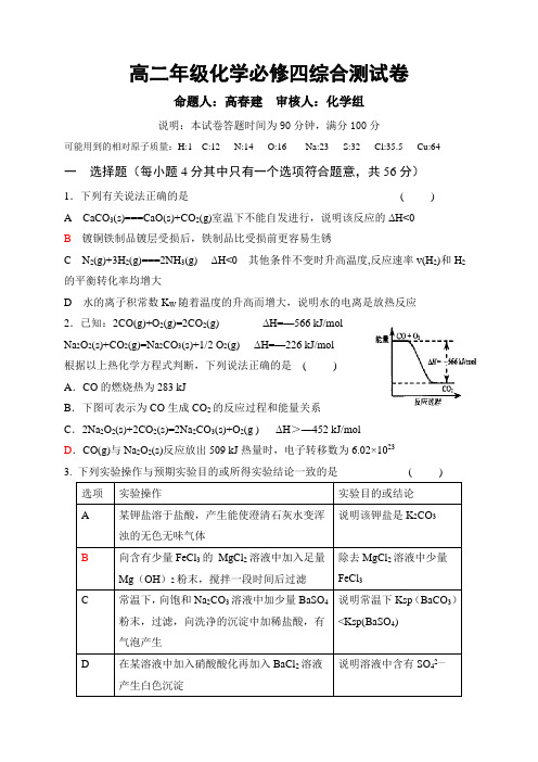 汾阳二中高二年级化学考试试题