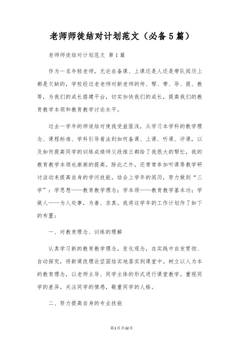 教师师徒结对计划范文(5篇)