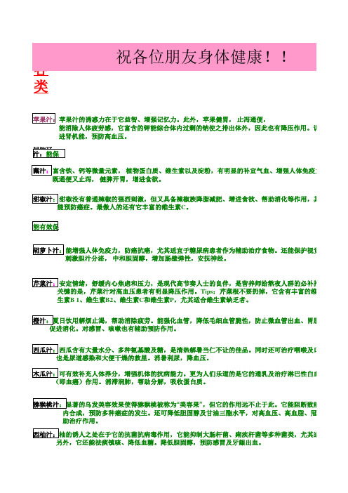 各类果汁的功效及制作方法