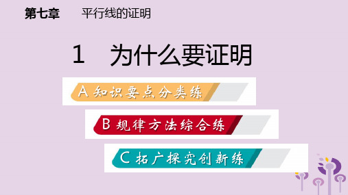 秋八年级数学上册第七章平行线的证明7.1为什么要证明同步练习课件新版北师大版