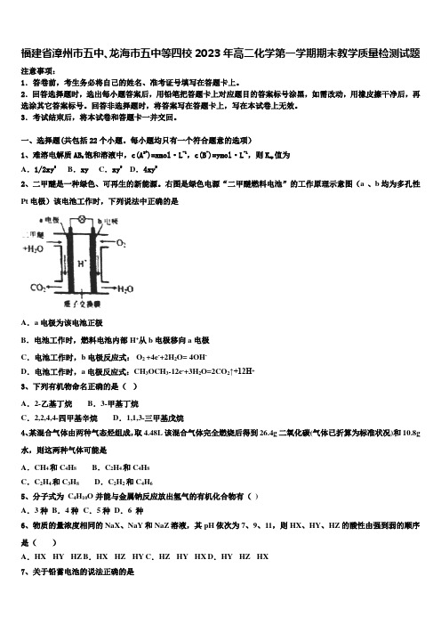 福建省漳州市五中、龙海市五中等四校2023年高二化学第一学期期末教学质量检测试题含解析