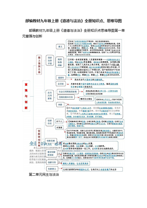 部编教材九年级上册《道德与法治》全册知识点、思维导图