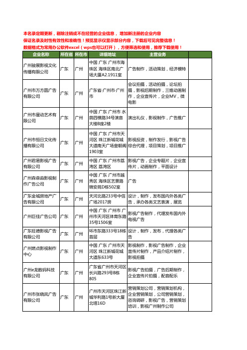 新版广东省广州制作影视广告工商企业公司商家名录名单联系方式大全400家