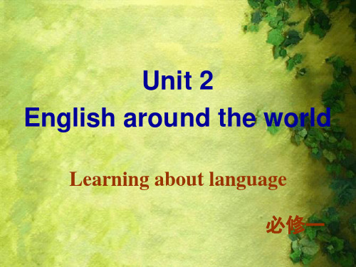 新教材英语必修一Unit2 Learning about language