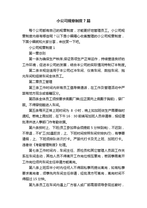 小公司规章制度7篇