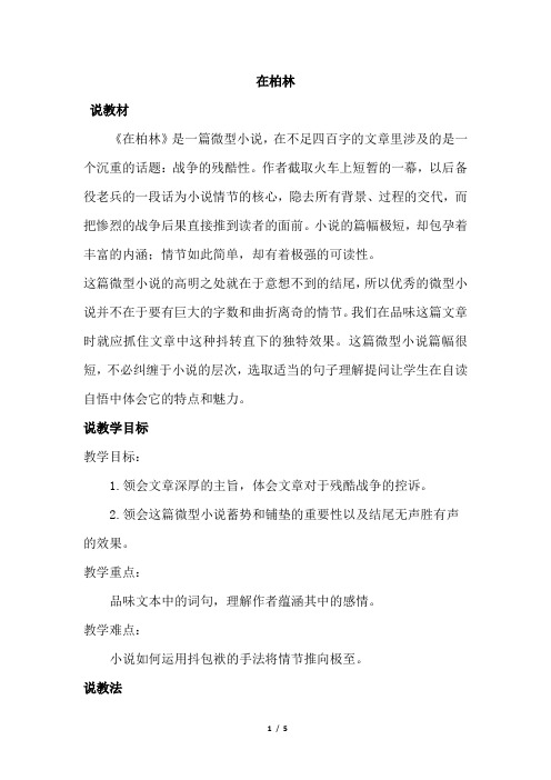 新部编版六年级上册语文 -14.在柏林(说课稿)