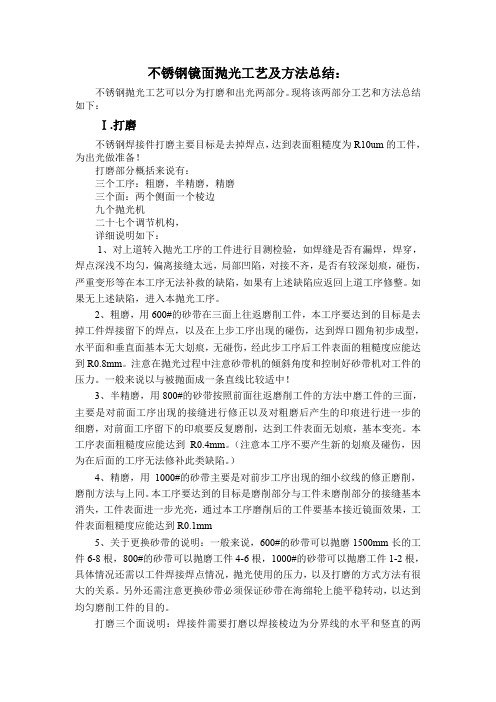 不锈钢镜面抛光工艺及方法总结