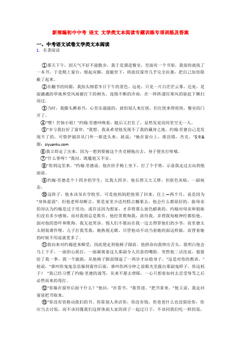 新部编初中中考 语文 文学类文本阅读专题训练专项训练及答案