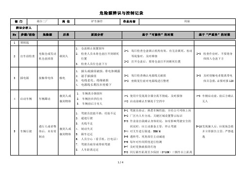 危险源辨识与控制(叉车)