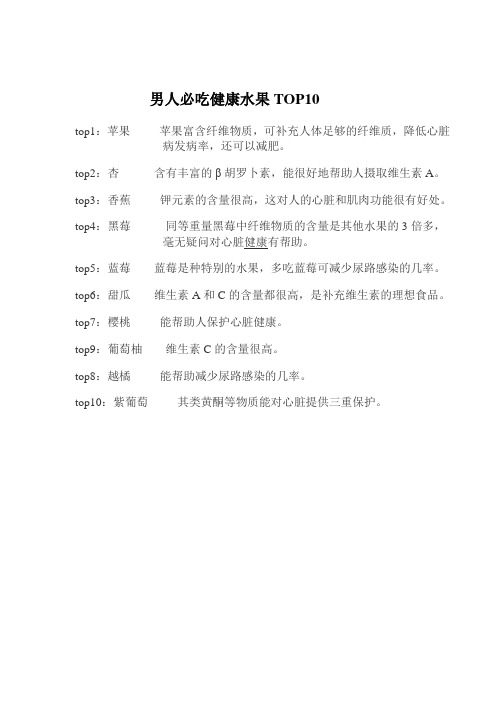 男人必吃健康水果TOP10