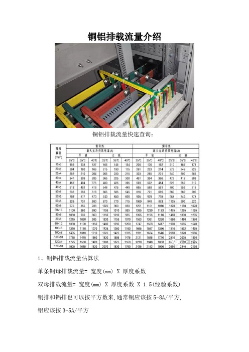 铜铝排载流量介绍