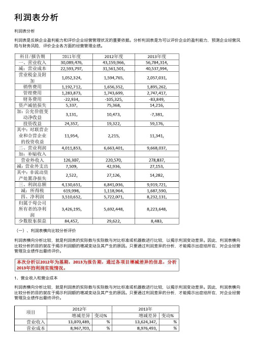 利润表分析——精选推荐