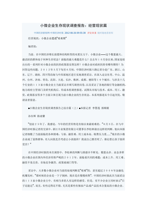 小微企业生存现状调查报告