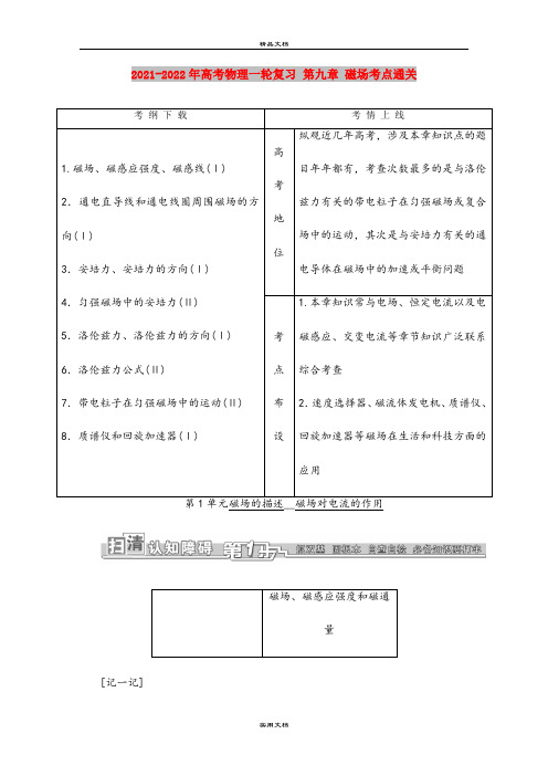 2021-2022年高考物理一轮复习 第九章 磁场考点通关