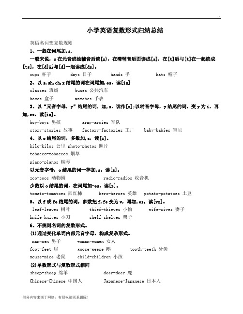 小学英语复数形式归纳总结8