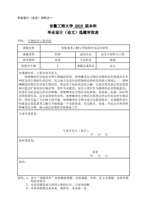 1毕超奇-选题审批表