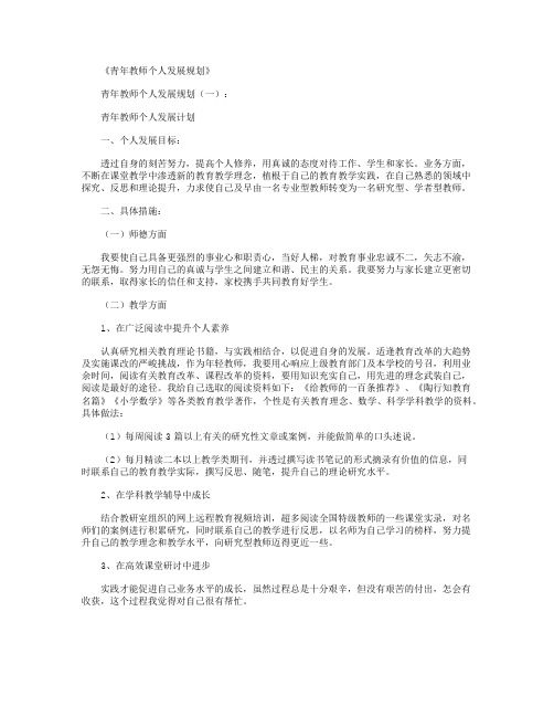 青年教师个人发展规划10篇汇总版