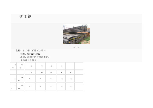 矿用工字钢标准