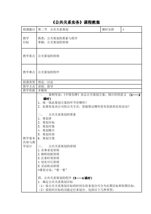 电子教案与课件—公共关系实务(第二版)—A42-9470 第二节  公共关系策划 