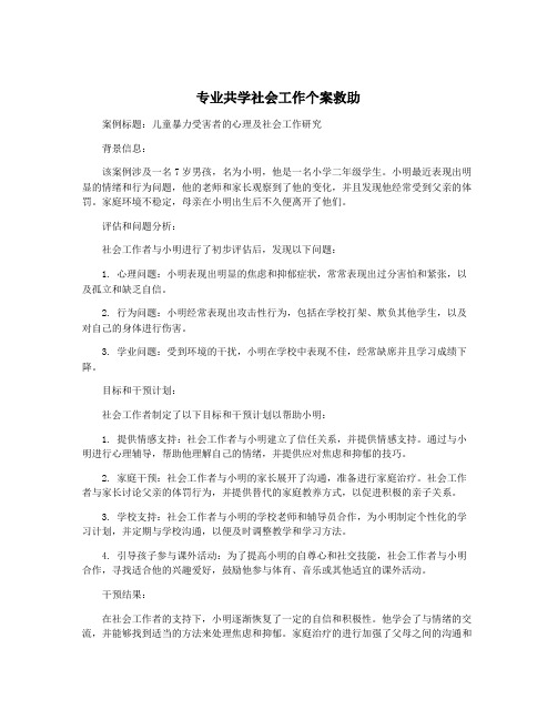 专业共学社会工作个案救助