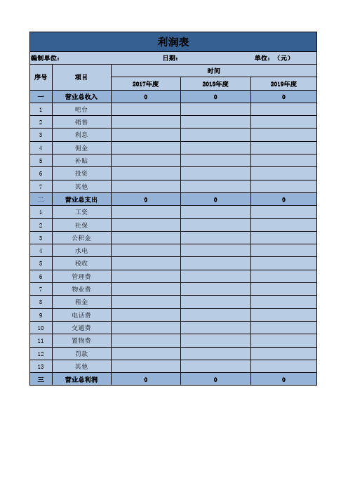 利润表表格