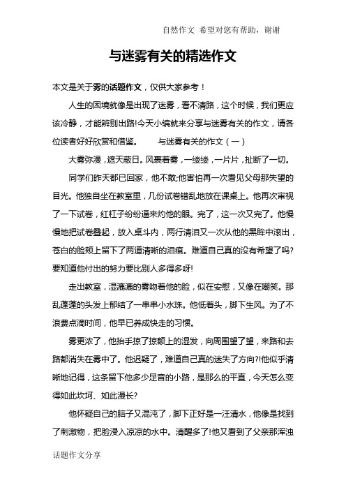 与迷雾有关的精选作文